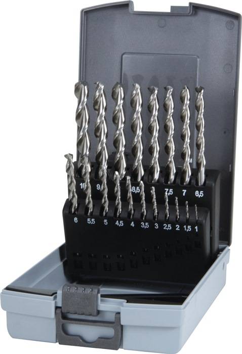 Spiralbohrersatz DIN 338 TypN TL 3000 D.1-10x0,5mm HSS 19tlg.Ku.-Kass.RUKO