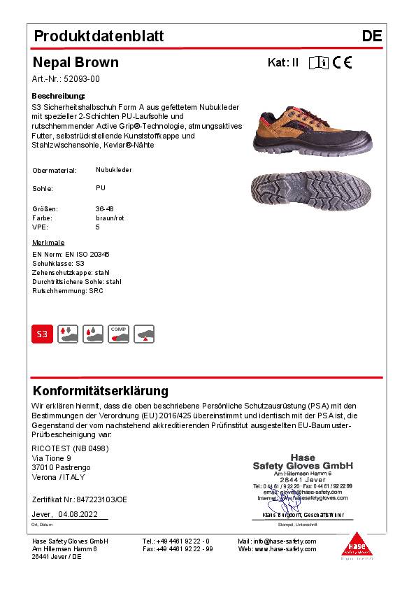 Sicherheitsschuh Nepal brown Gr.48 braun S3 EN20345 Leder REMISBERG