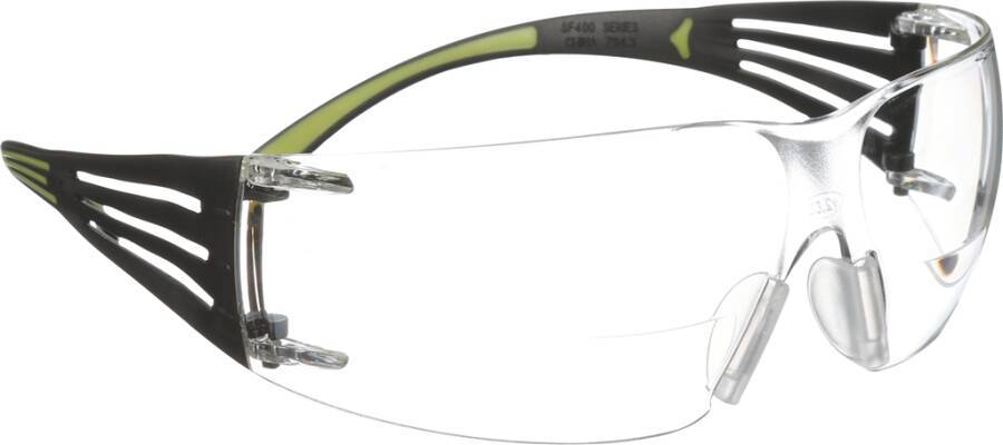 Lese-Schutzbrille 3M™ SecureFit™ 400 Reader SF425AF Rahmen schwarz/grün Scheibe klar Scheibenkennzeichnung 2C-1.2 3M 1 F