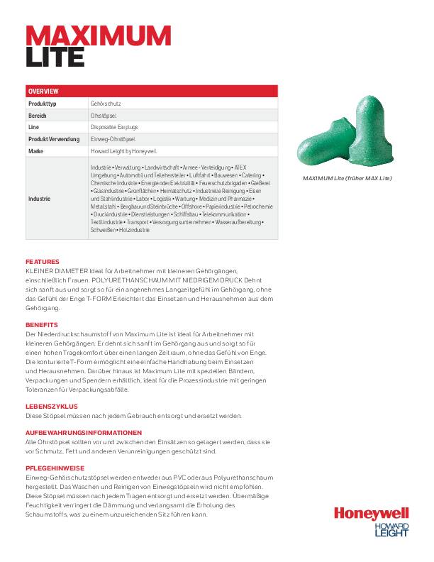 Gehörschutzstöpsel max.Lite 352-2:2020 SNR 38 dB 200 PA/Box
