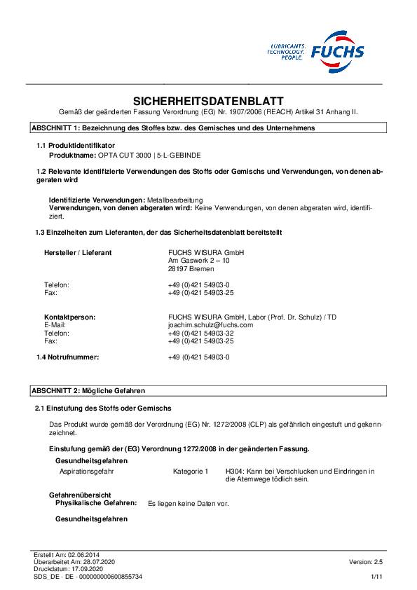 Premiumschneidöl Cut 3000 5l Kanister OPTA