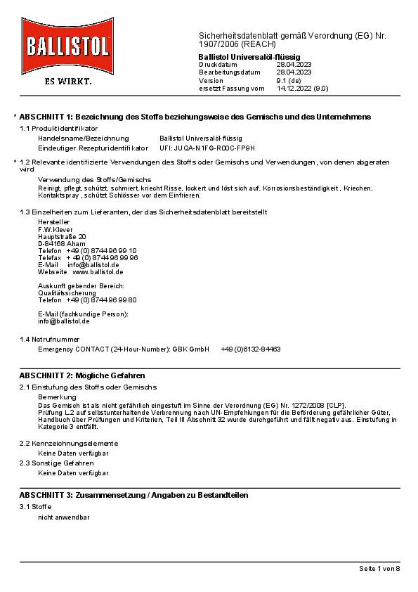 Universalöl 500 ml Dose BALLISTOL