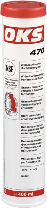 Weißes Allround-Hochleistungsfett OKS 470 weiß NSF H2 400ml Kartusche OKS