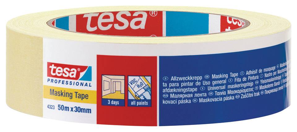 tesakrepp 4323 Basic, 50 m x 30 mm - hellbeige, leicht gekreppt