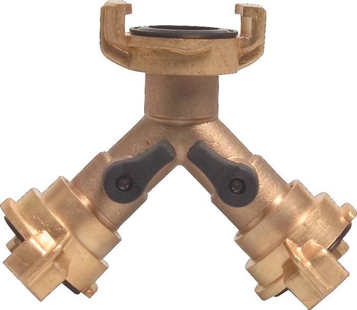 Y-Stück Schnellkuppl.MS Schl.-Gr.9,5-38mm Hahnabsperrung
