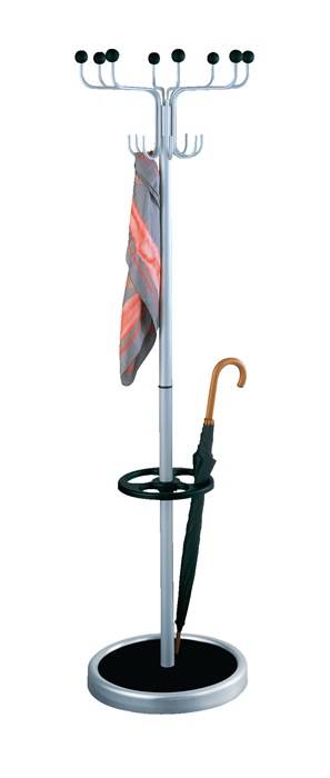 Garderobenständer H.1800mm 8 Hut-/8 Mantelh.m.Schirmhalter Alu.F1/schwarz