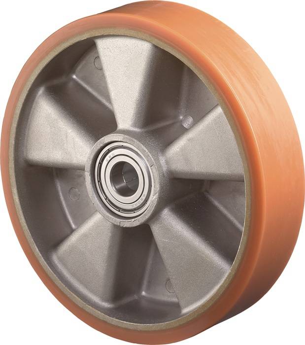 Ersatzrad D.100mm Trgf.200kg Guß-PU Achs-D.20mm Nabenl.40mm BS ROLLEN