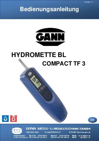 Temperatur-/Luftfeuchtemesser Hydromette BL Compact TF 3 -20 b.+80GradC GANN
