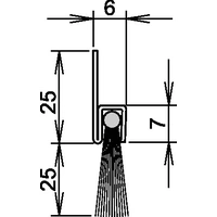 Bürstentürdichtung Ferrobros FA 25-6 L.1000mm B.6mm Rosshaar mixed Aufschr.ATHME Bürstentürdichtung Ferrobros FA 25-6 L.1000mm B.6mm Rosshaar mixed Aufschr.ATHME