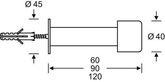 Wand-Türpuffer,60mm 0 38 3880,F69 matt,Ø40mm