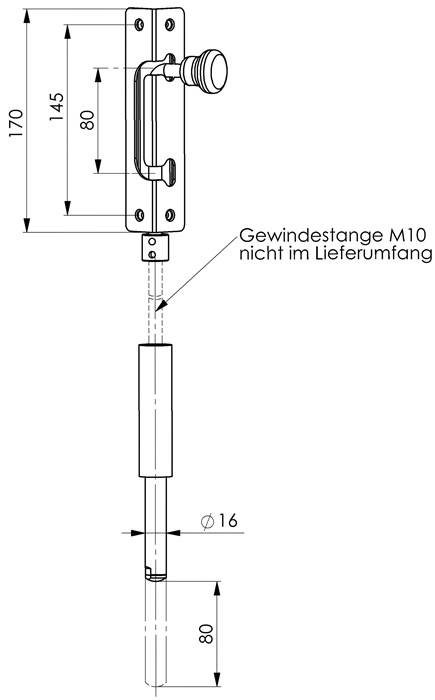 Stangenriegel 151NI f.2-flügige Tore VA DIN L/R AMF