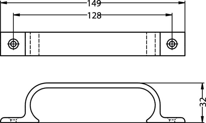 Handgriff A.28mm L.149mm B.19mm Alu.schwarz Löcher 2 HERMETA…