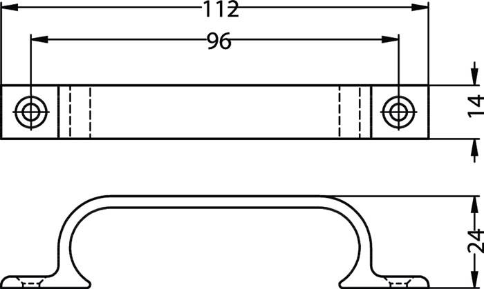 Handgriff A.21mm L.112mm B.14mm Alu.schwarz Löcher 2 HERMETA…