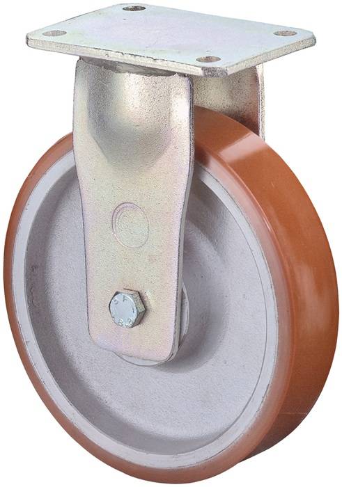 Schwerlast-Bockrolle D.250mm Trgf.1200kg Guß-PU Platte L138xB110mm BS ROLLEN