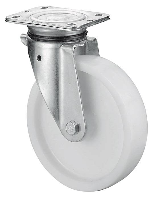 Schwerlast-Lenkrolle D.250mm Trgf.600kg Ku.Platte L138xB110mm BS ROLLEN