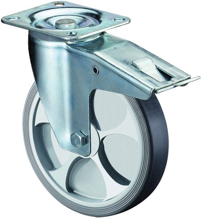 Lenkrolle D.125mm Trgf.120kg m.Festst.Ku.104x80mm BS ROLLEN