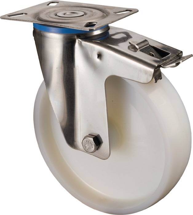 Lenkrolle D.200mm Trgf.300kg m.Festst.Ku.129x106mm BS ROLLEN