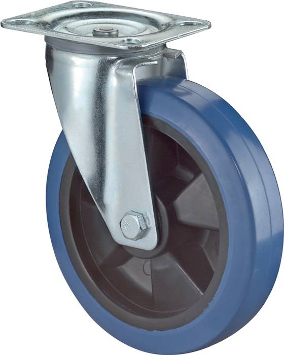 Lenkrolle D.200mm Trgf.300kg Ku.Platte L135xB110mm BS ROLLEN