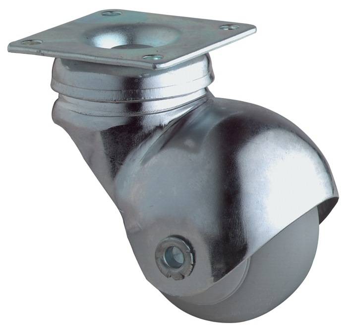 Kugellenkrolle D.40mm Trgf.30kg m.Platte Gum.grau BS ROLLEN