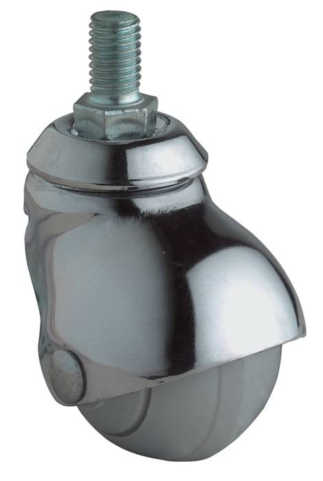 Ein glänzendes Metallrollen-Laufrad mit Schraubenbefestigung, entwickelt für die Mobilität von Möbeln oder Ausrüstungsgegenständen.