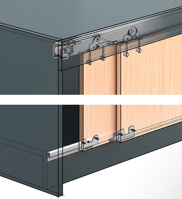 Schiebetürbeschlag Top Line 1 2-türig Komplett-Set 50kg DIN L/R Hettich