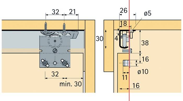 Schiebetürbeschlag Top Line 27 2-türig Komplett-Set 25kg DIN L/R Hettich