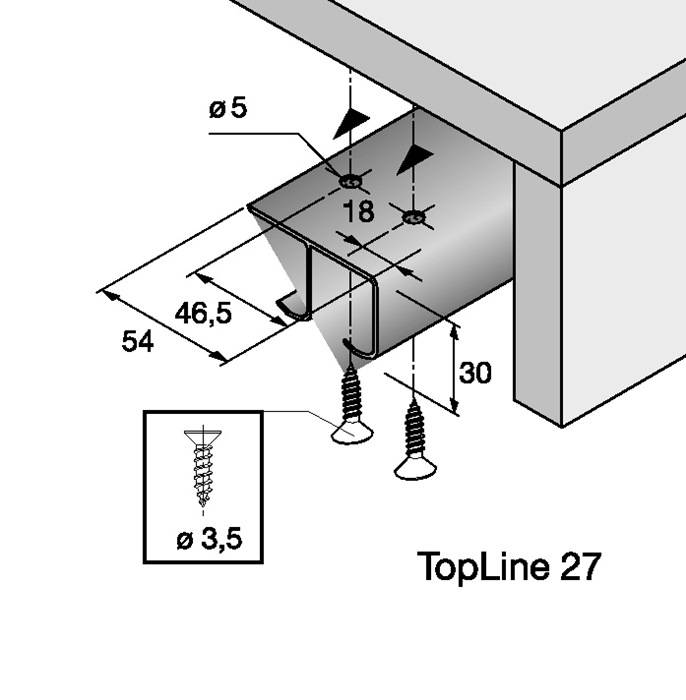 Laufprofil zu Top Line 27 3500mm Alu. blk Hettich