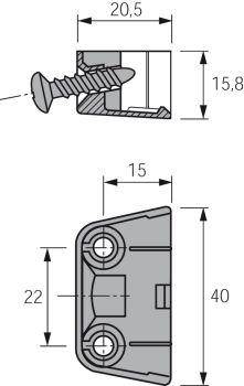 Trapez V-Beschlag TZ 4 S Kunststoff weiß m. Z.