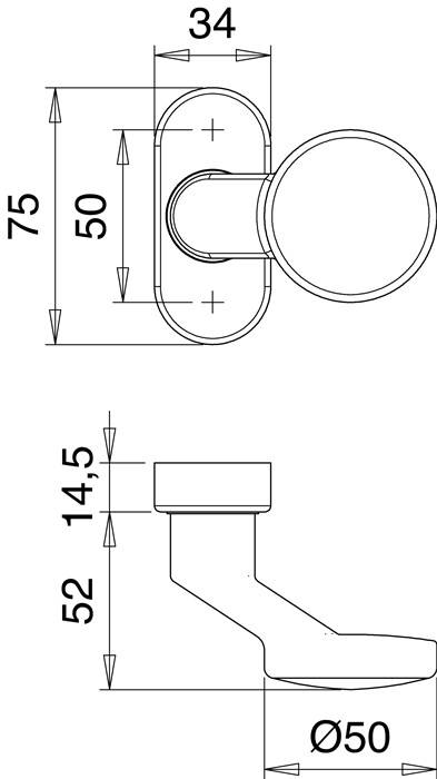 Profiltürknopf 2033/1610 Material Alu.F1 4-KT.8mm fest/drehbar EDI