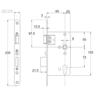 WAT-Einsteckschloss PZW 24/65/72/9mm DIN L/R VA rd 008/1499/65 SCHNEGEL WAT-Einsteckschloss PZW 24/65/72/9mm DIN L/R VA rd 008/1499/65 SCHNEGEL