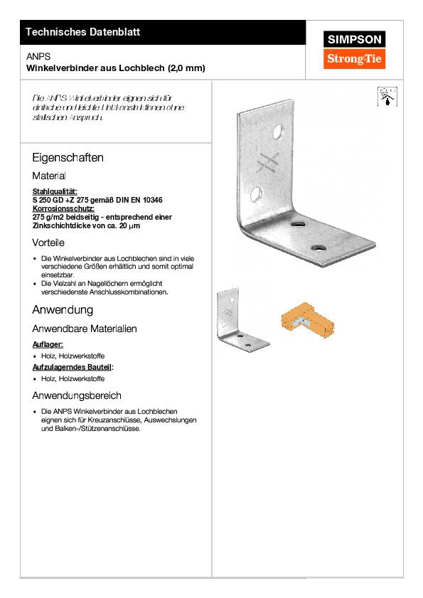 Simpson ANPS Winkelverbinder 60x60x2x50 ohne CE