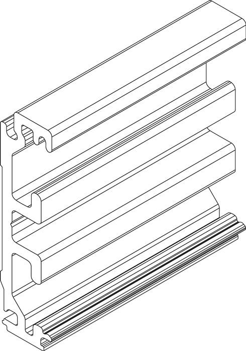 Querschnitt eines Aluminium-Extrusionsprofils mit mehreren Kanälen, die für strukturelle und Rahmenzwecke verwendet werden.