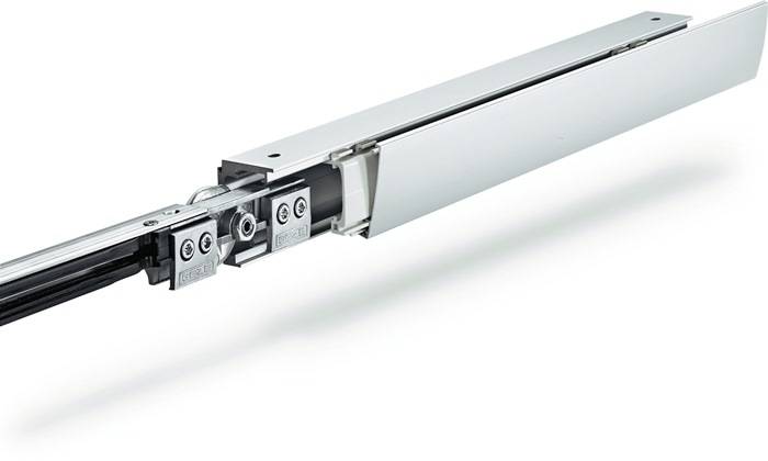 Schiebesyst.Levolan 120 120kg 2450mm Edelstahllook Glasflg.Kompletts.