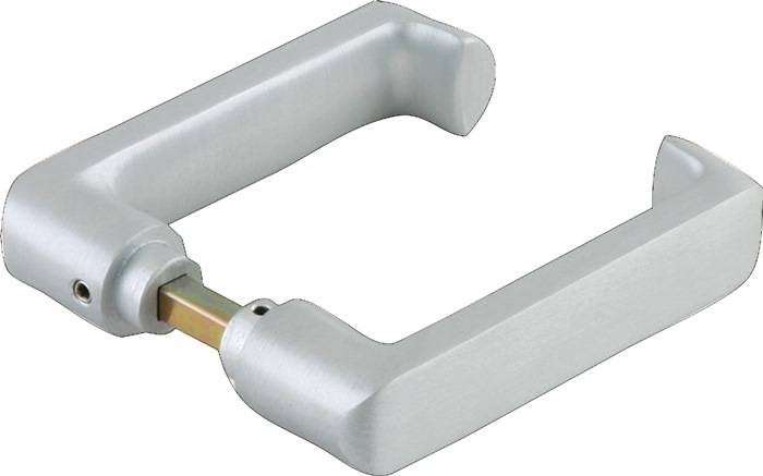 Glastürdrückerpaar RONDO LM silber elox.f.Drückerf.4-KT.8mm DORMA-GLAS