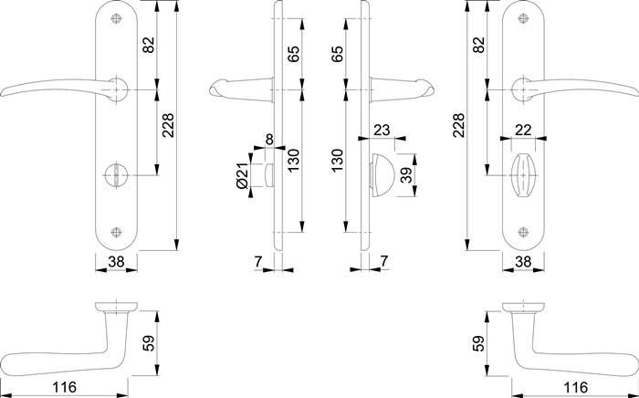 Langschildgarnitur Istanbul M171/332P MS F49 SK/OL 78mm DIN R HOPPE