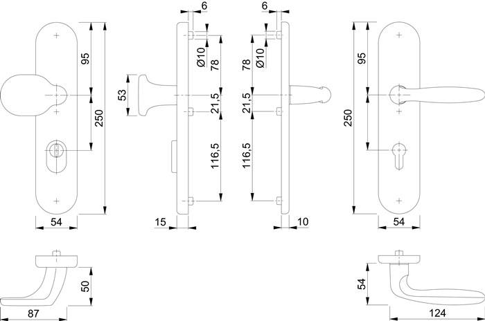 Schutzwechselgarnitur Verona 86G/3332ZA/3310/1510 Alu.F1 72mm 42-47mm HOPPE