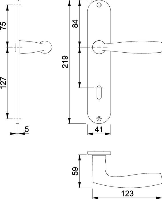 Langschildgarnitur Vit.M1515/302 MS F71 OB 72mm DIN L/R HOPPE…