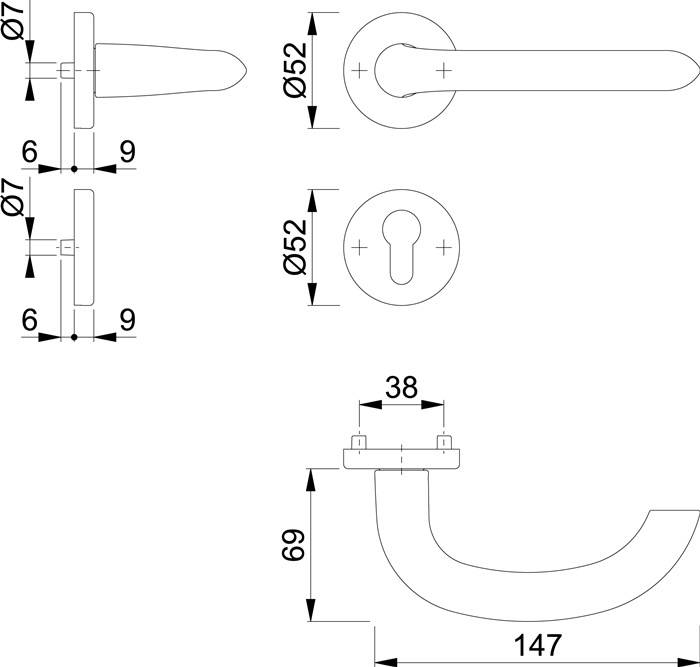Rosettengrt.Mar.1138/42KV/42KVS Alu.F1 rd.PZ DIN L/R D/D HOPPE