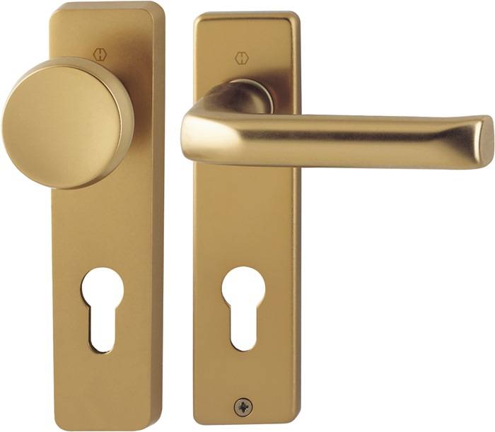 Kurzschildgarnitur London 54/227K/202KP/AP/113 Alu.F4 PZ eck.Wechselgrt.HOPPE