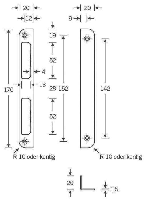 Winkelschließbl.Alu.silber Winkel B20xL170mm rd.T.8mm DIN L/R SSF…