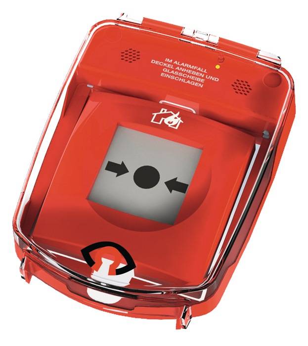 Schutzhaube e-Cover m.Öffnungsalarm z.Sicherung v.Druckknopfmeldern Ku.rot GFS