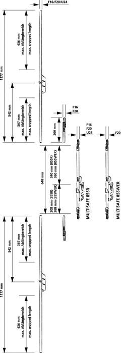 Renovierungsschloss Multisafe PZW 16/80/92/10mm F-St.silber 648mm R FUHR