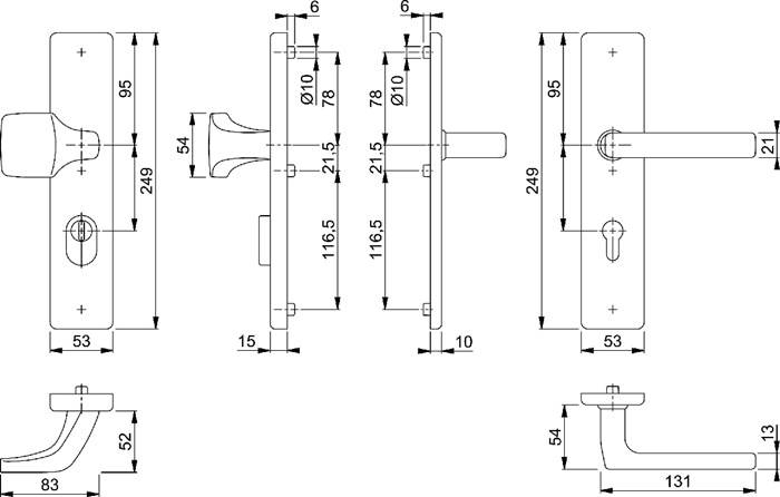 Schutzgarnitur Dallas E1643Z/2222ZA/2210 VA F69 92mm 67-72mm HOPPE