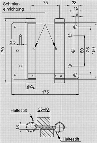 Pendeltürband STA verz.Gr.30 L.100mm 22kg TS 25-30mm