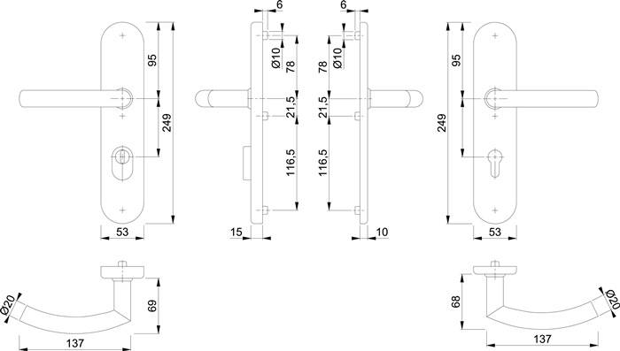 Schutzgarnitur Tro.E1430Z/3332ZA/3310 VA F69 72mm 42-47mm HOPPE