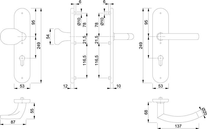 Schutzgarnitur Tro.E86G/3331/3310/1430Z VA F69 92mm 67-72mm HOPPE