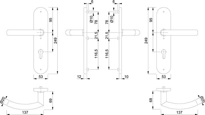Schutzgarnitur Tro.E1430Z/3331/3310 VA F69 92mm 67-72mm HOPPE