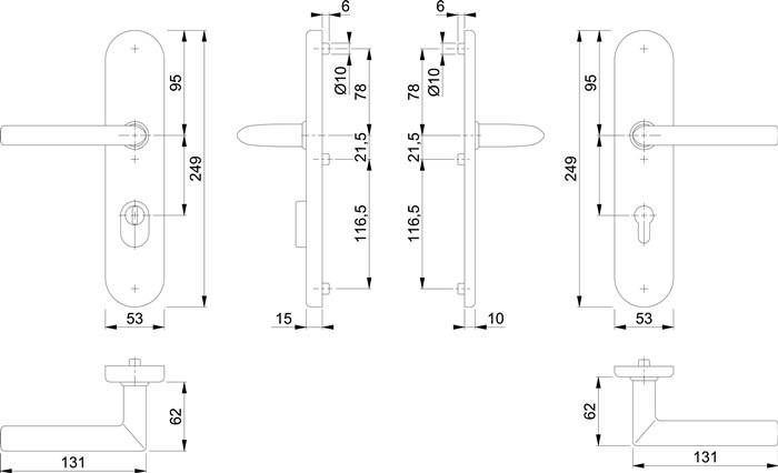 Schutzgarnitur Stock.E1140Z/3332ZA/3310 VA F69 92mm 67-72mm HOPPE