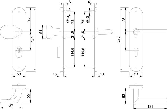Schutzgarnitur Stock.E86G/3332ZA/3310/1140Z VA F69 72mm 42-47mm HOPPE