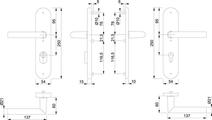 Schutzgarnitur Ams.1400/3332ZA/3310 Alu.F1 72mm 42-47mm HOPPE